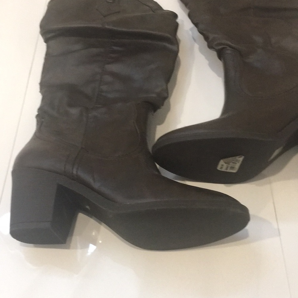 CALL IT SPRING Faux Leather Brown Cowboy Boots - Picture 11 of 14